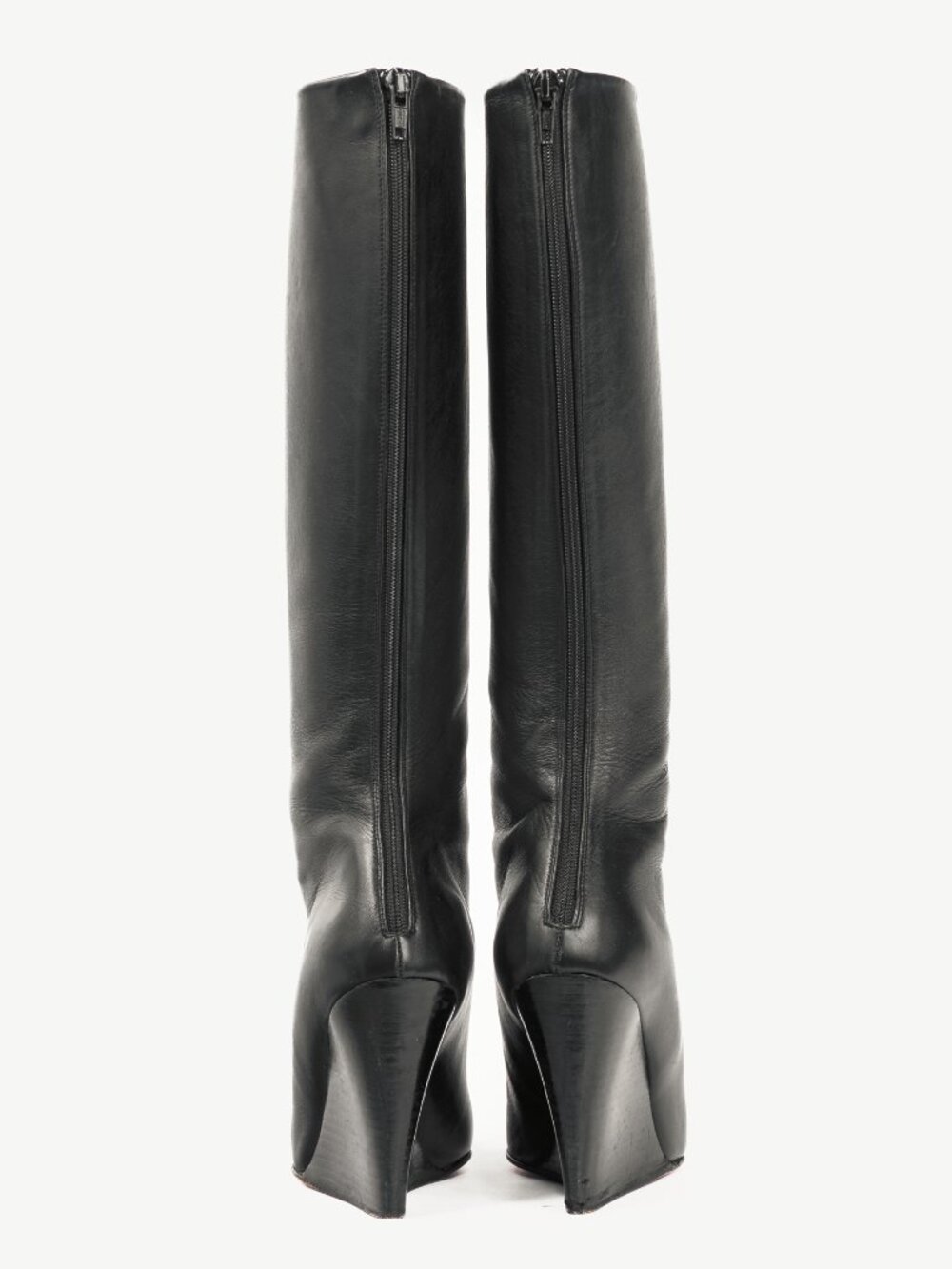 Christian Louboutin Zepita Black Leather Knee-High Wedge Boots - Picture 3 of 10